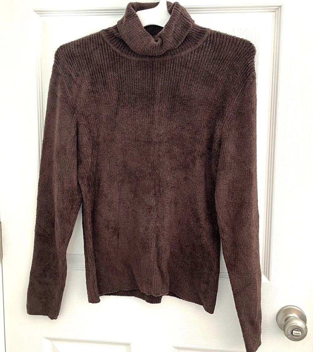 Talbots turtleneck sweater Womens Vtg Stretch Nylon Teddy Bear Knit Cozy Soft L
